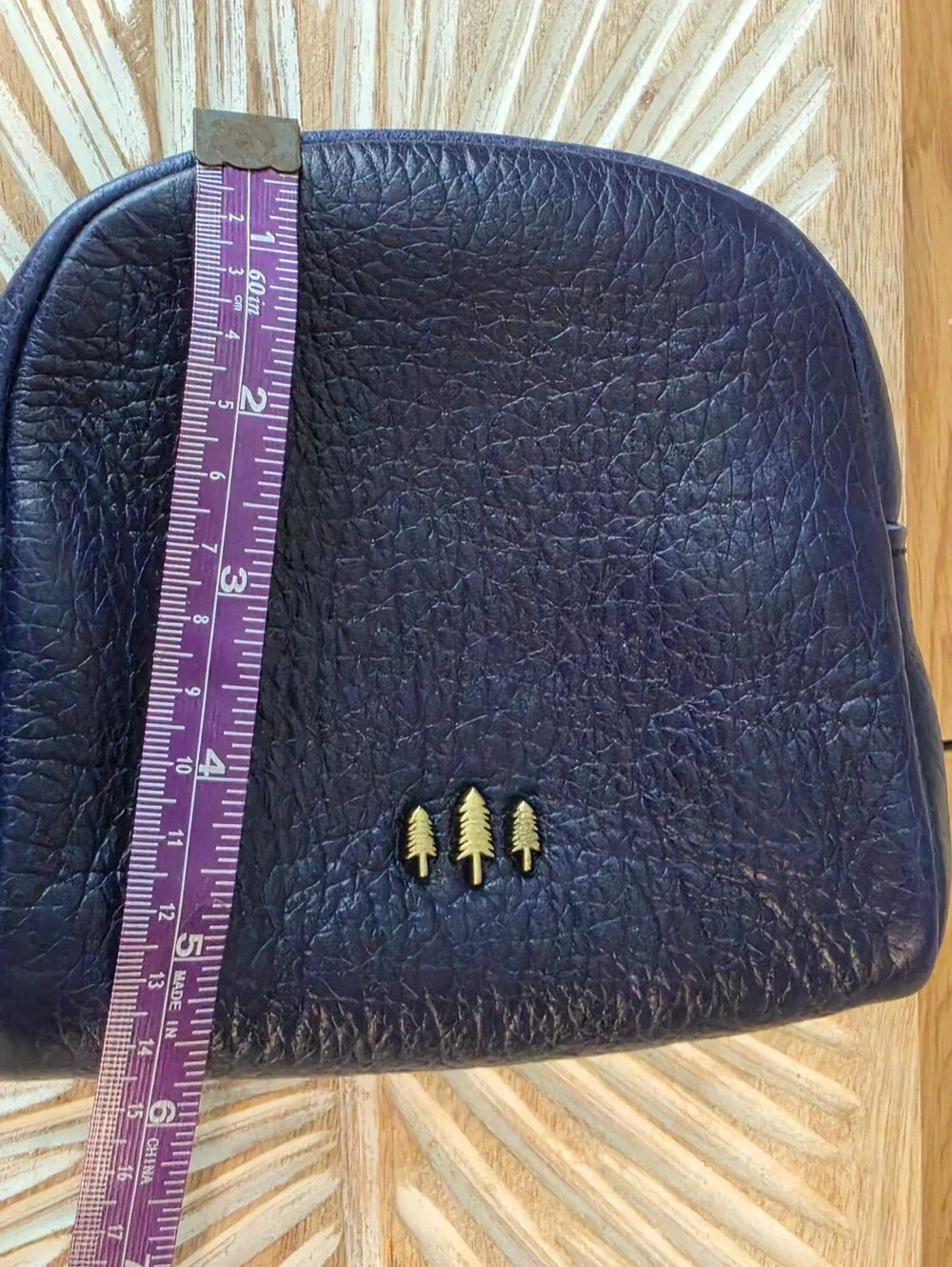 Portland Leather Goods Navy Cosmetic Case with Gold Tree Accent